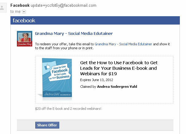 Facebook Offers e-mail