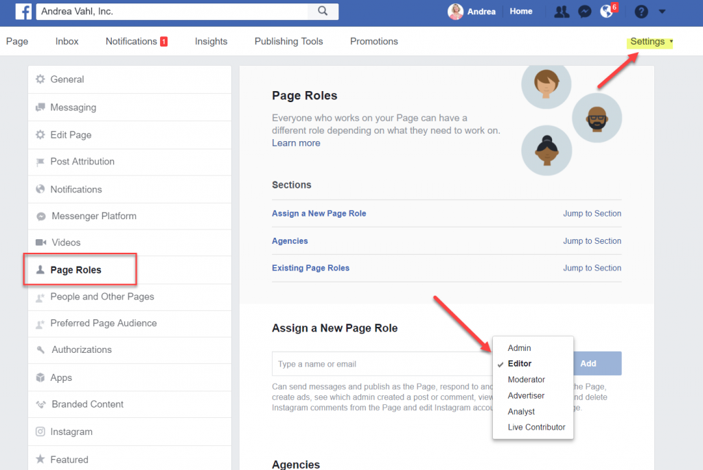 Add an Admin to your Facebook Page
