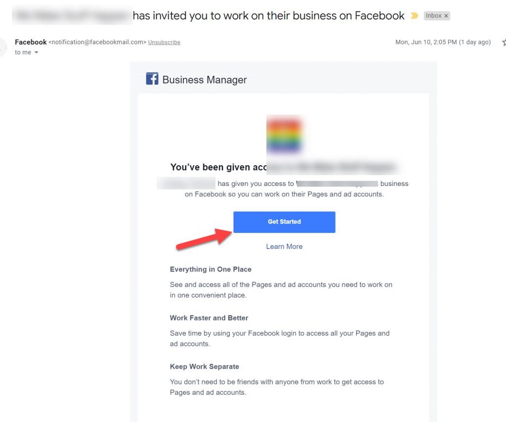 Facebook Business Manager Invitation