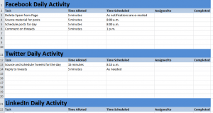 Social Media Activity Calendar