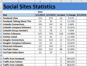 Social Media Statistics trackig sheet