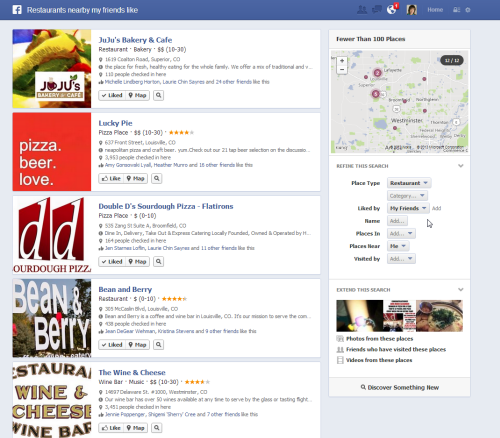 Places your friends like Facebook Graph Search