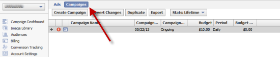 Create a new campaign in power editor