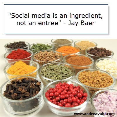 "Social media is an ingredient, not an entree" ~ Jay Baer