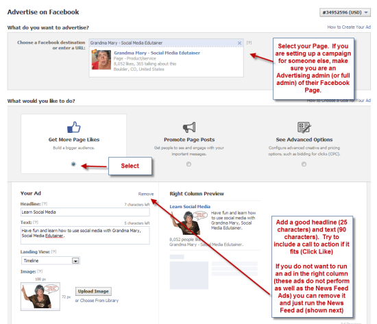 Setting up your facebook ad