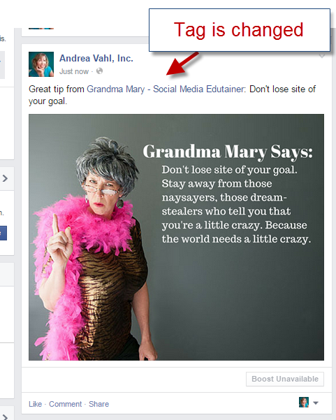 Hot Tip How to Force a Facebook Tag in an Update