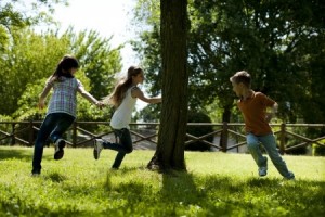 Kids playing tag