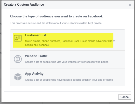 Facebook Custom Audiience popup