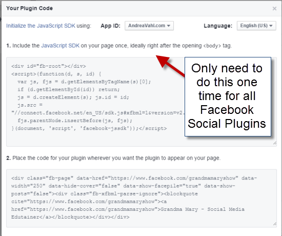 Facebook Page Plugin code