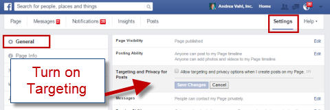 Turn on Facebook Targeting