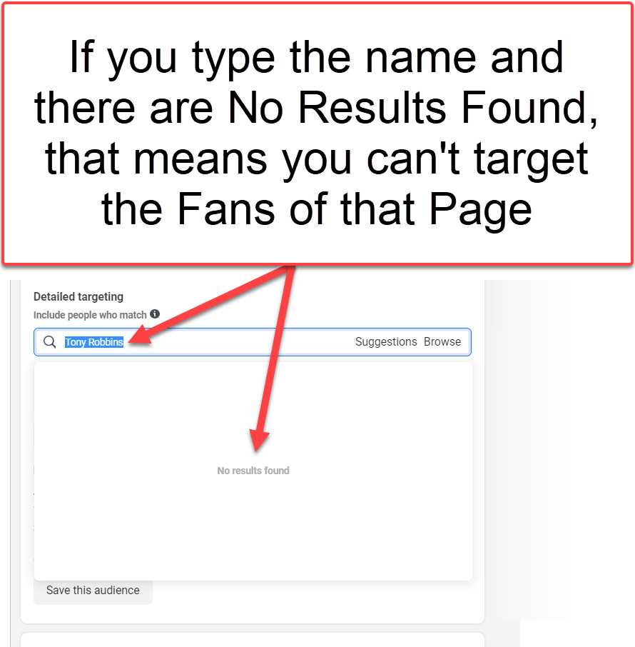 No match for Facebook keyword