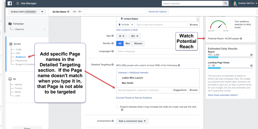 Targeting Fans of Pages with a Facebook Ad