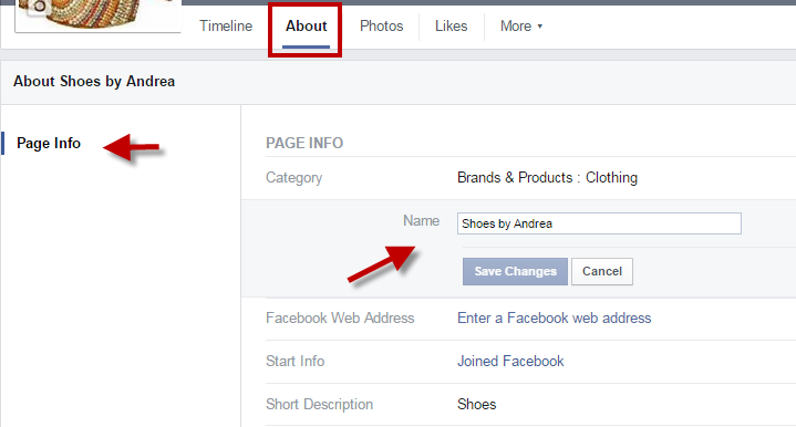 Change Facebook Page name