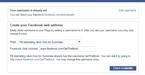 Change Facebook Page Username
