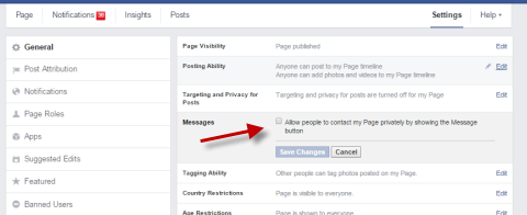 Enable Facebook Messages button