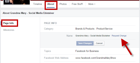 Request Facebook Page Name change
