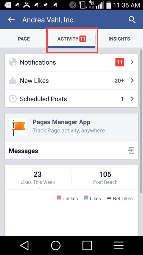 Screenshot-Pages manager app