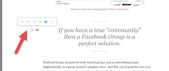 Add headings quotes lists Facebook