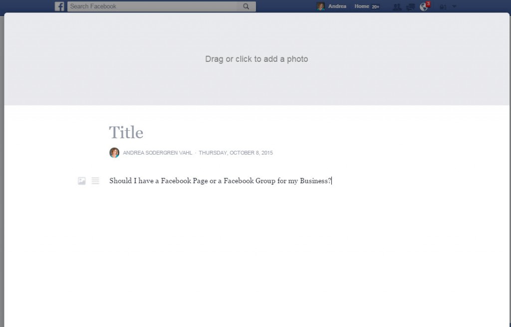 Creating a Facebook Note