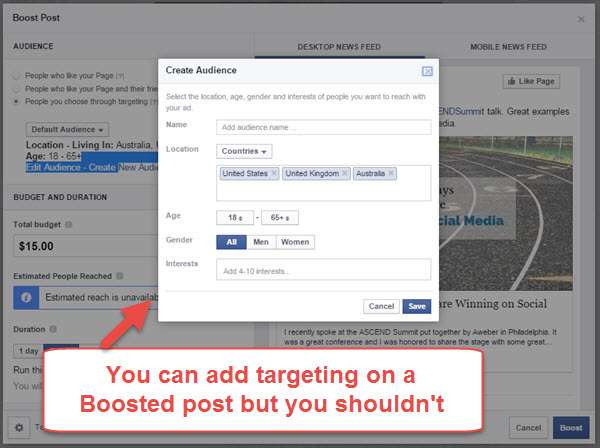 Adding Targeting on Boosted Posts