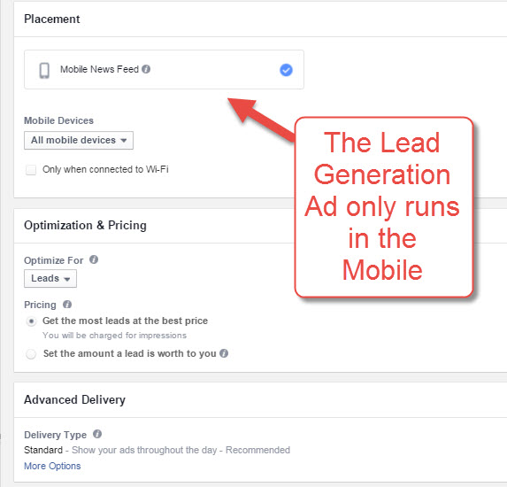 Lead Generation ad in mobile news feed
