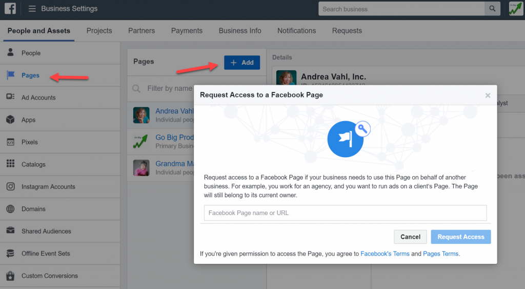 Request Access to a Facebook Page