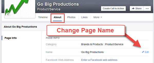 Change Facebook Page name