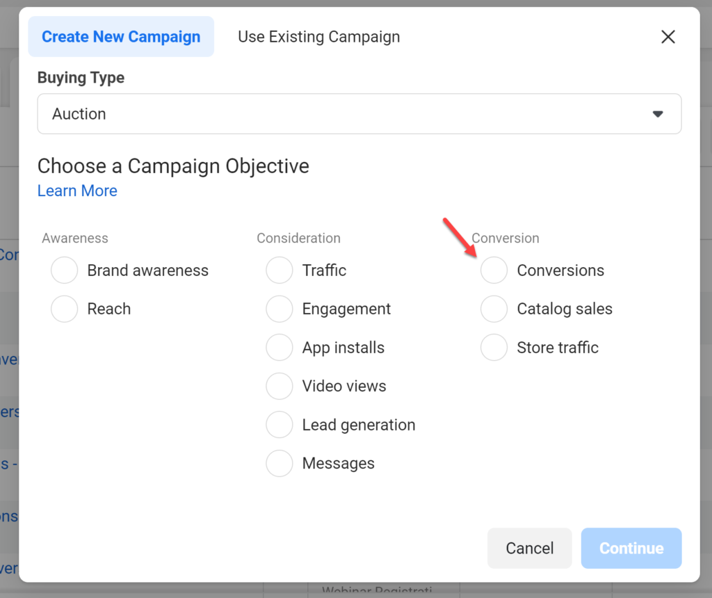 Create a Facebook Conversion Ad