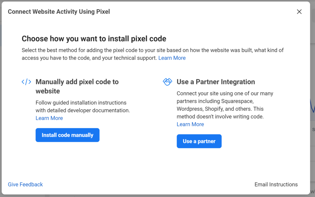 Install Facebook Pixel code