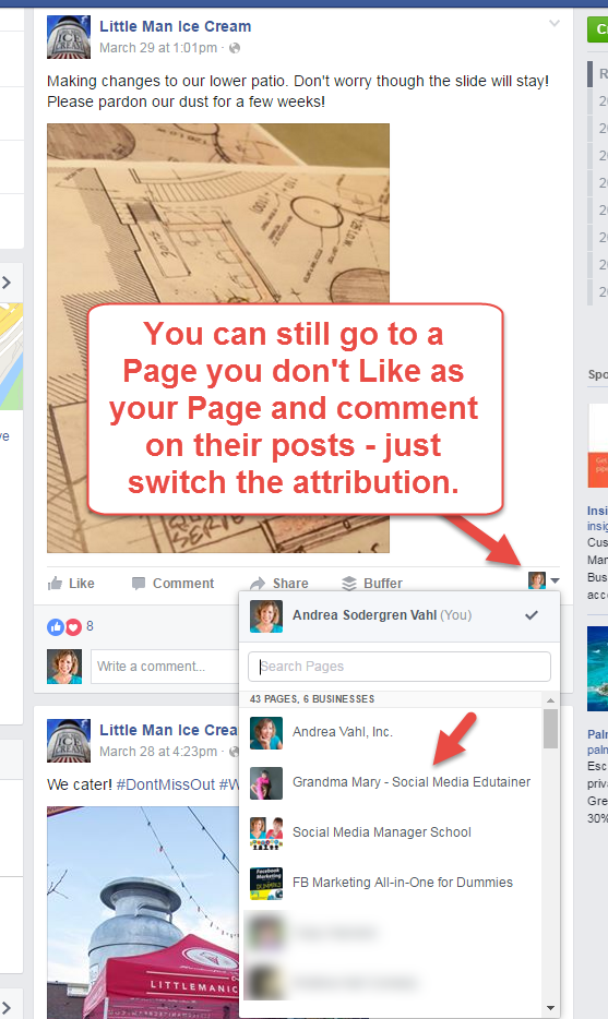 Comment on a Page as your Page