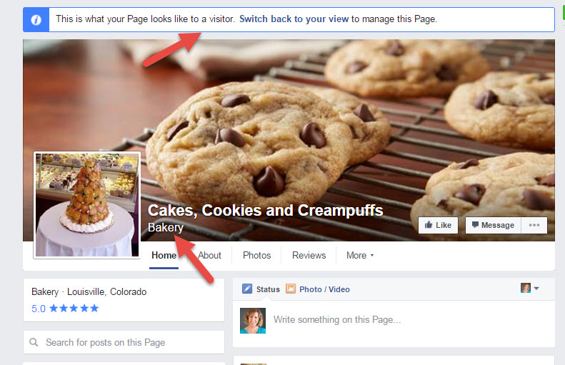Facebook Category on Cover photo
