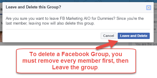 Delete a Facebook Group