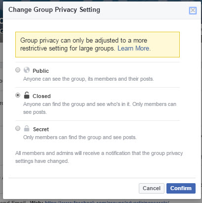 Facebook Group privacy