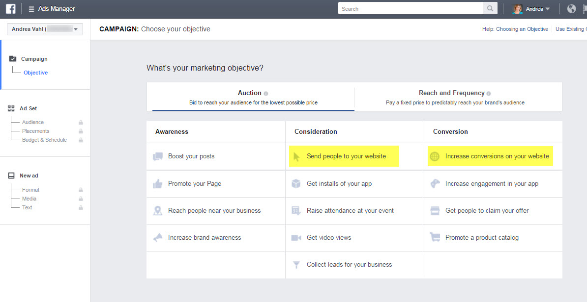 Facebook Ad Objectives