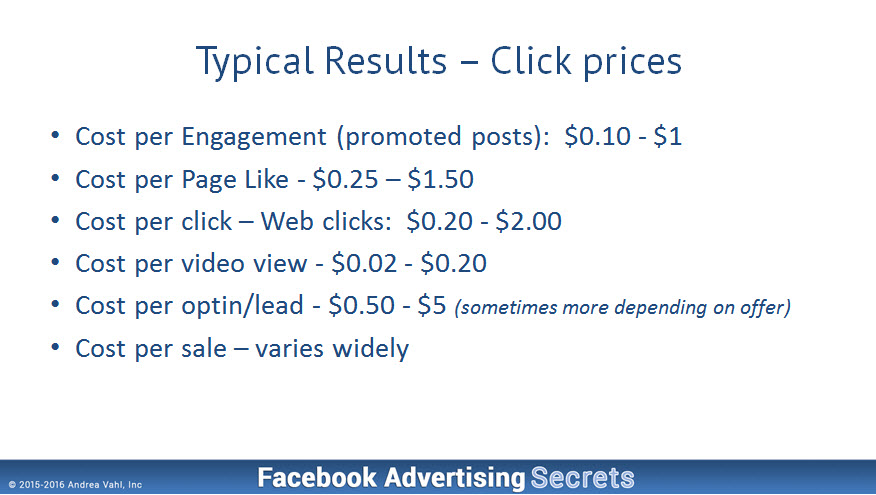 Facebook Ads Clicks Typical Results - Andrea Vahl