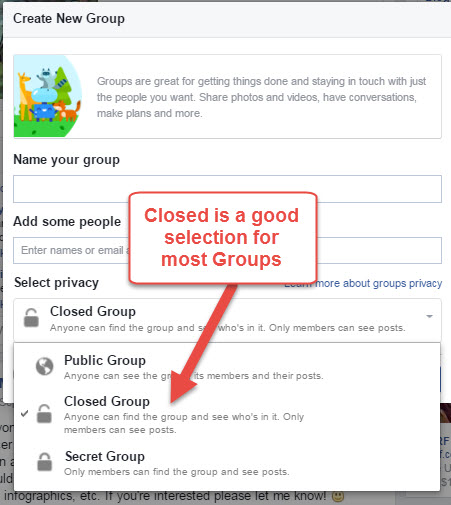 Facebook Group Privacy Setting