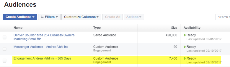 Facebook Custom Audiences list