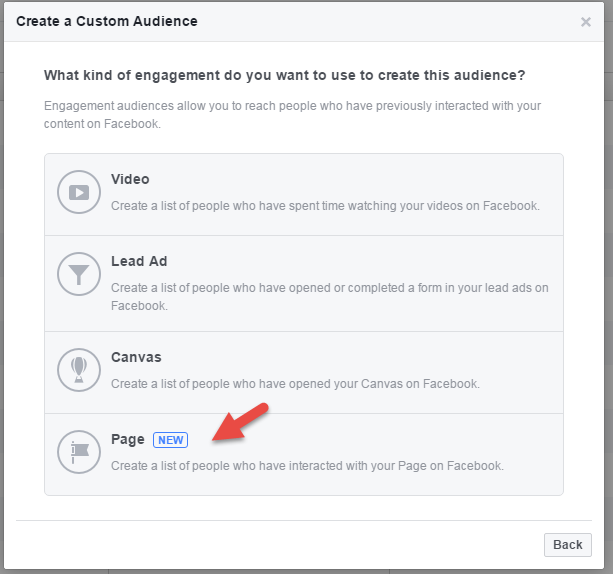 Facebook Page Engagement targeting