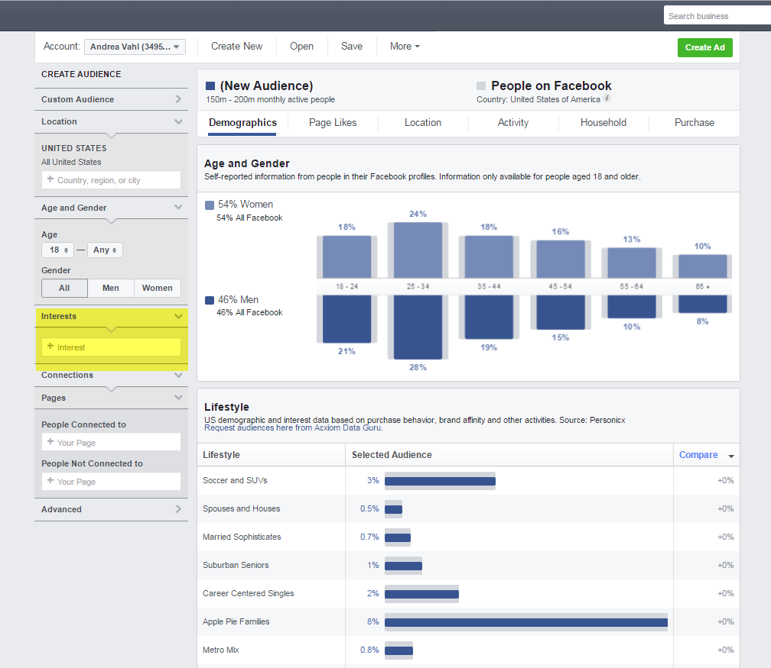 Facebook Audience Insights Interests