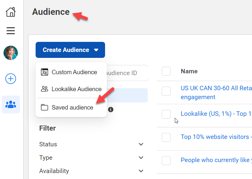 Saved Facebook Ads Audience