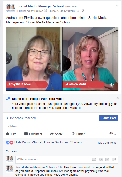 Facebook Live video