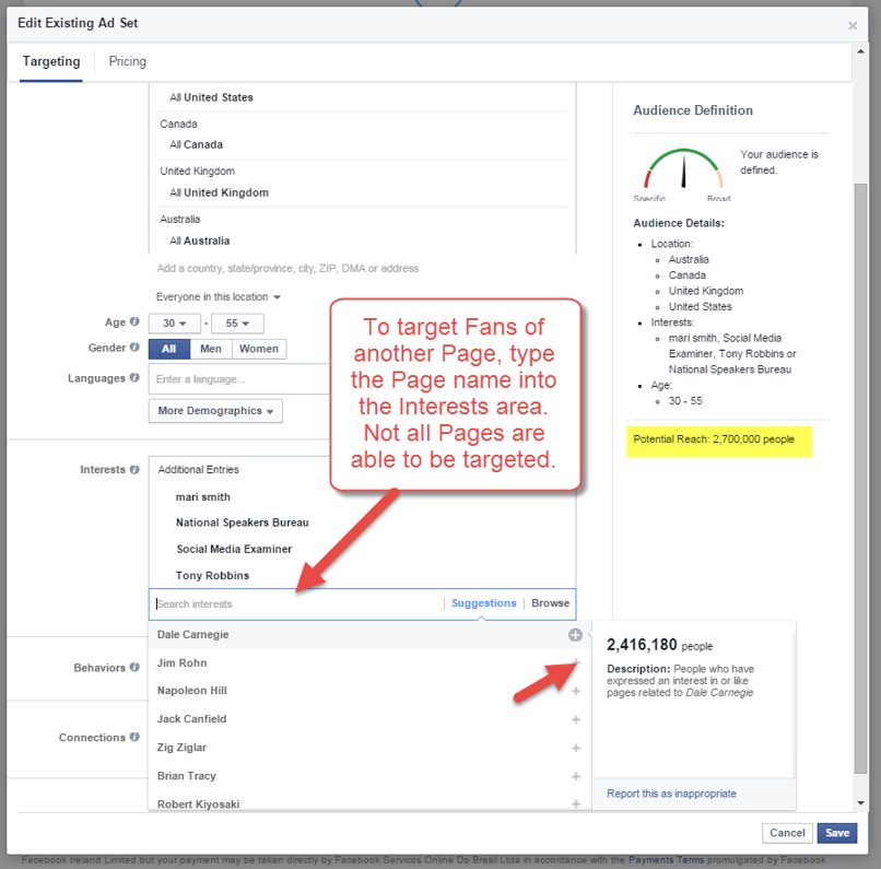 Targeting your Facebook Ads