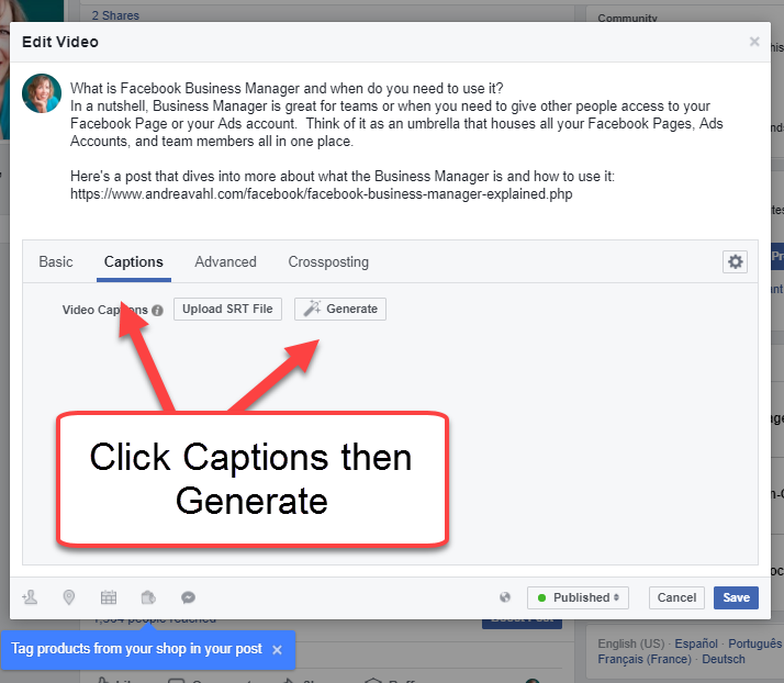 Generate Captions on Facebook Live Video