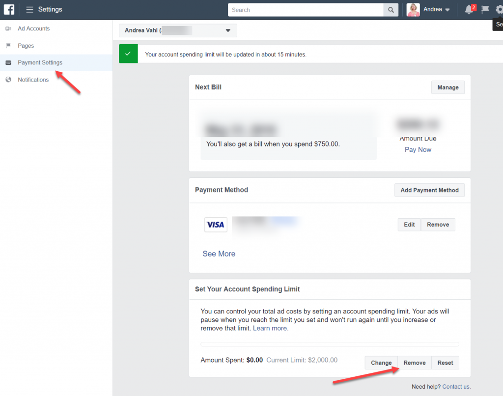 Facebook Ad account Spend Limit