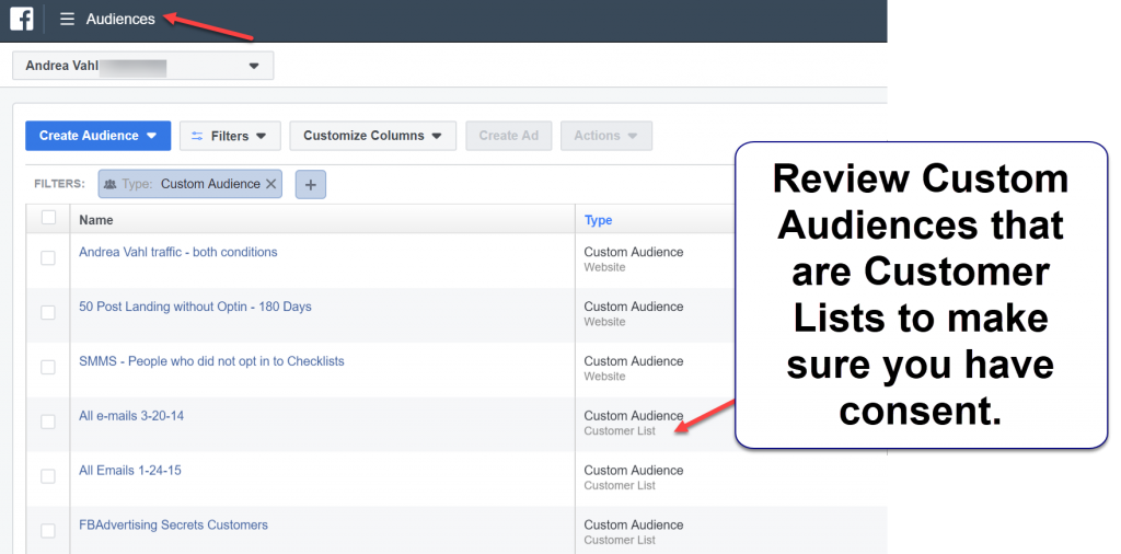 Facebook Custom Audiences GDPR compliant