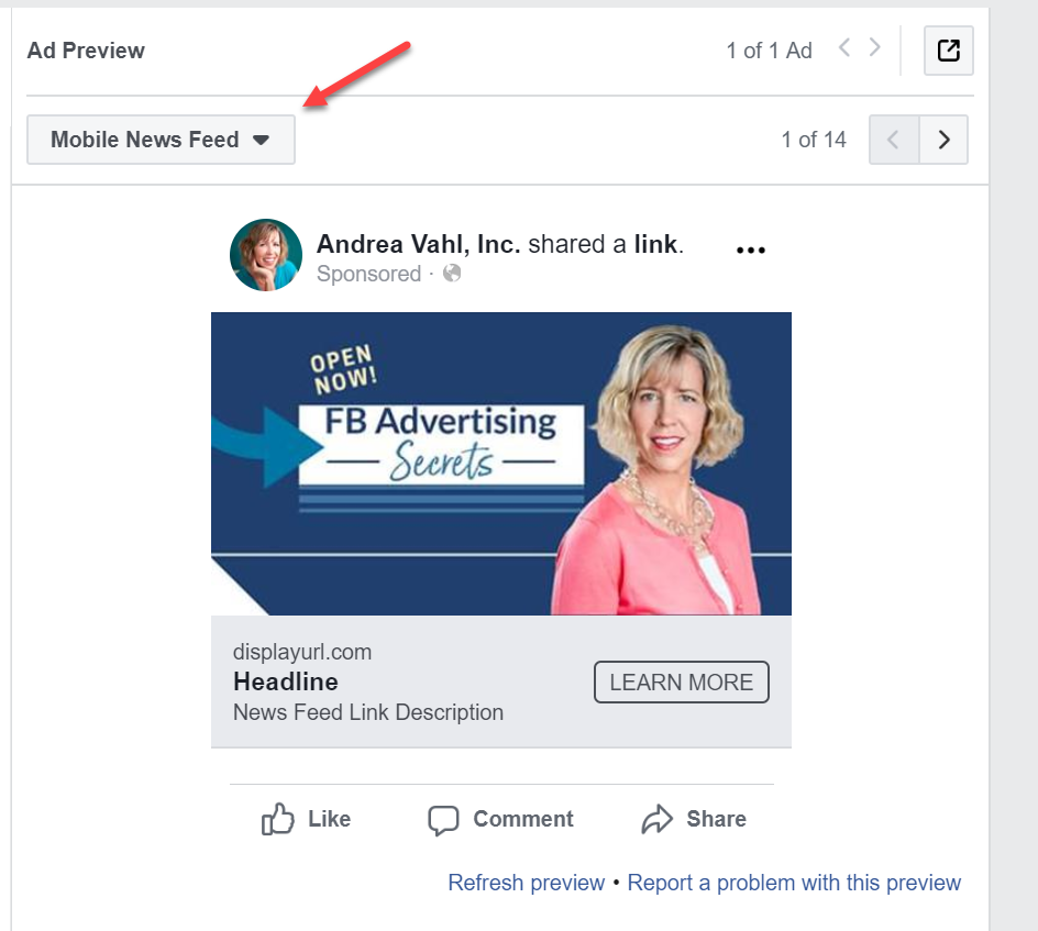 Facebook Ad preview