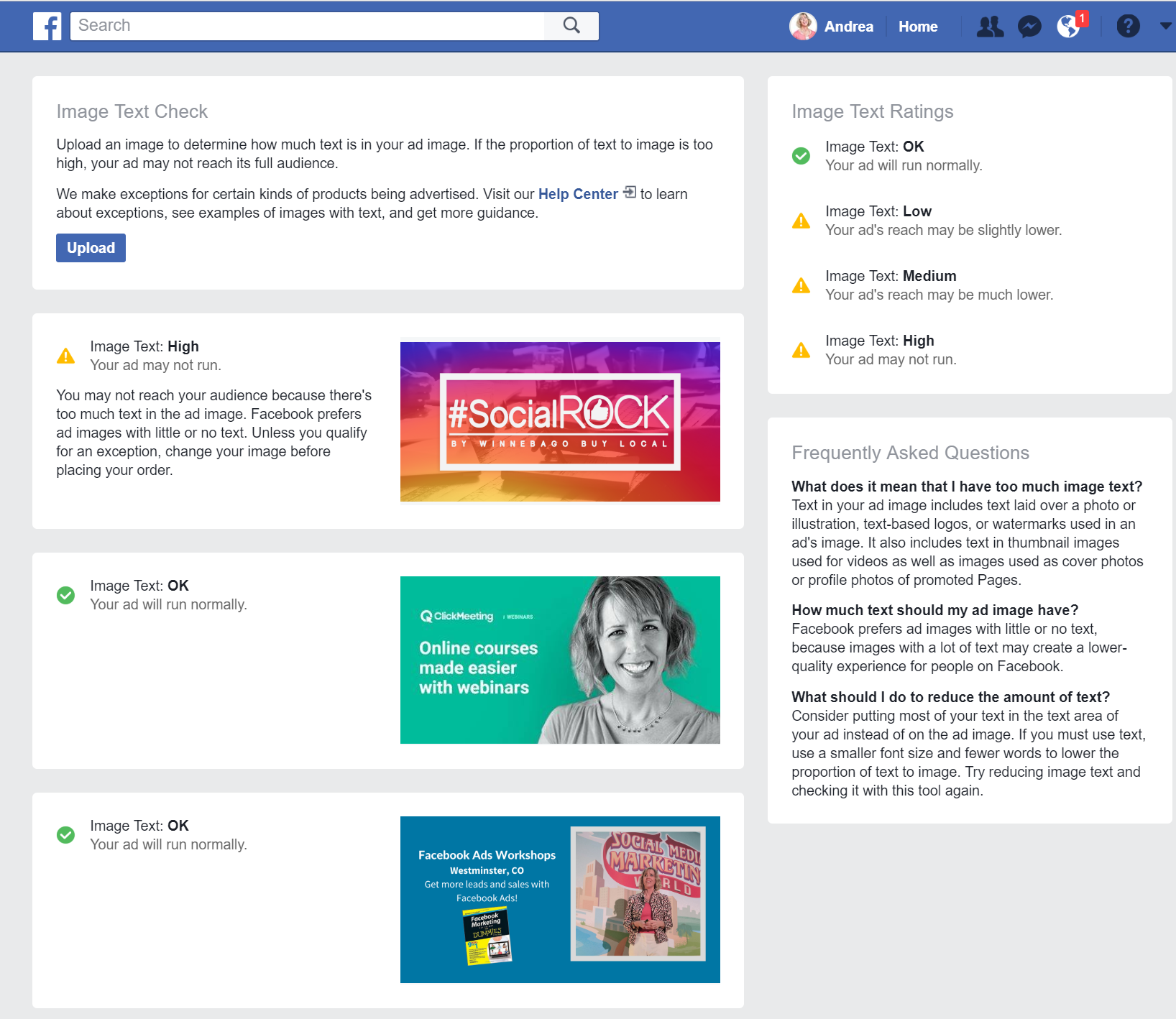 Text facebook