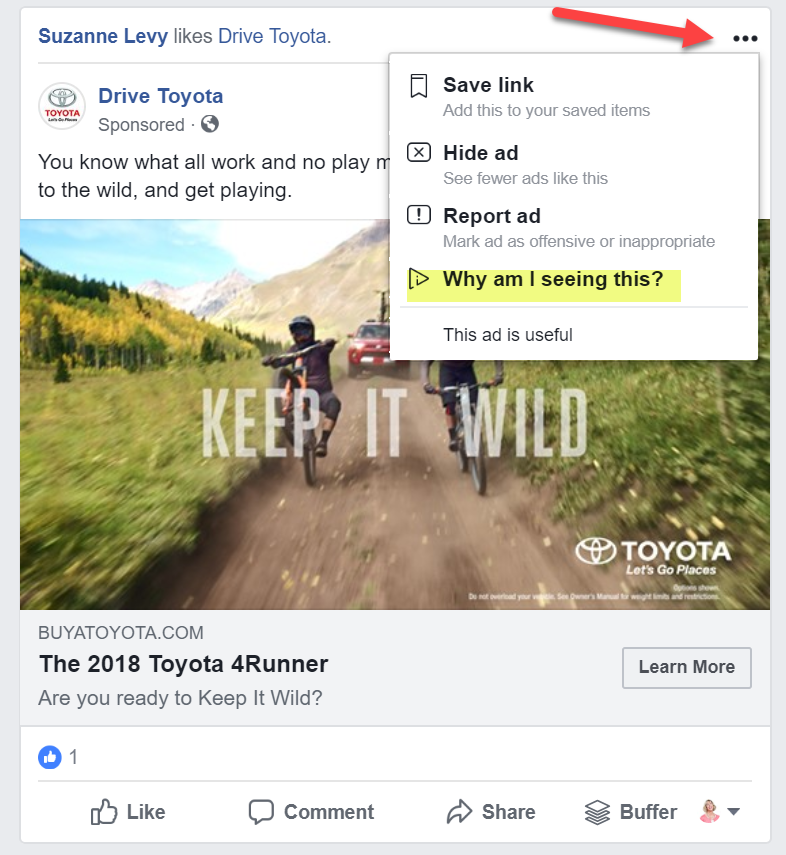 Targeting in a Facebook Ad