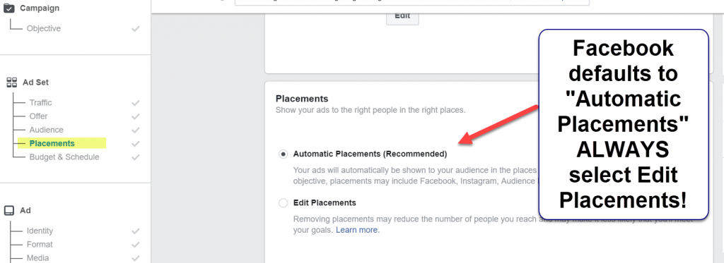 Facebook Automatic Placements