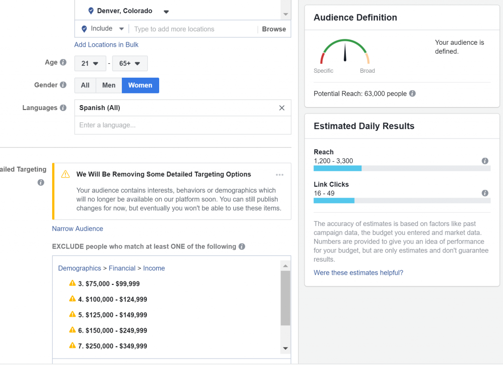 Removing Facebook Targeting